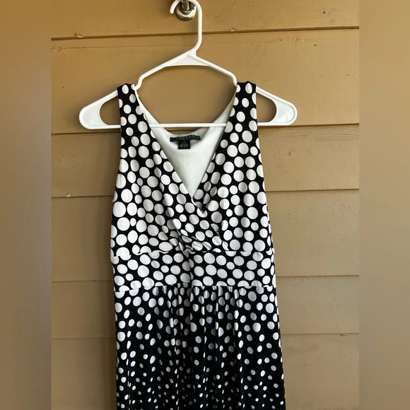 Lauren Ralph Lauren Maxi Dress Black and White Polka Dot Classic Preppy W Size 8 - Picture 5 of 5